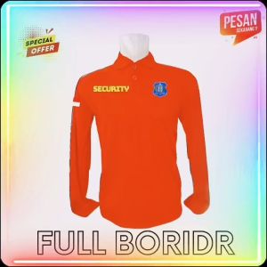 KAOS KERAH SECURITY LOGO BIRU BORDIR LENGAN PANJANG BANYAK PILIHAN WARNA BKS