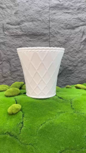 Bộ 04 chậu caro 17x17x11cm trồng hoa kiểng màu trắng nhựa dày đẹp size nhỏ