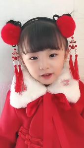 2025 Kids Hairband Chinese Style Little Red Cute Hairband Princess Girl Accessories Candy Color Headband