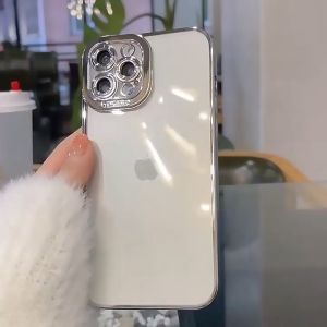 Ốp lưng ip viền vuông trong suốt mềm mạ viền cho 14 13 11 Pro MAX 14 Plus 12 Pro MAX MVStore