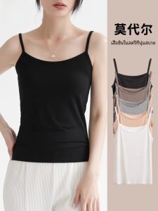 Black Modal Strap Vest Womens Fashionable Base Layer Top Outerwear Short Style Pure Color Summer 2023 Cat Woman MiiOW