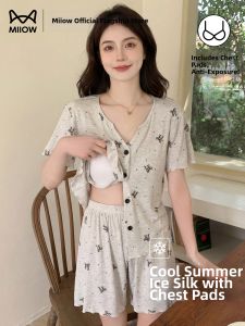MiiOW | Cooling Ice Silk Pajamas Chest Pad Included