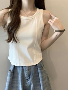 plus Size Womens Summer New Style Shoulder Strap Vest Sleeveless Inner Wear Tank Top Slimming Outerwear Cotton Blend Fabric