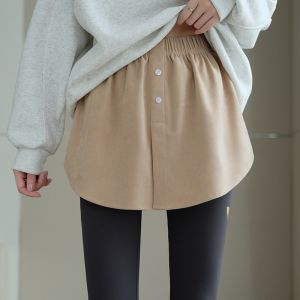 MiiOW | Áo nỉ nữ thu đông Áo chui đầu in hình mèo người quần dài lót áo sơ mi giả xếp ly Áo khoác ngoài bên trong che mông chân ngắn