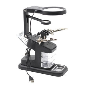 Yarboly | Welding Magnifying Glass LED Light Auxiliary Clip Loupe Magnifier 3 In1 Hand Soldering Solder Iron Stand Holder Station