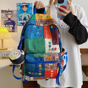 2025 New Graffiti Style Quilted Lightweight Backpack Personality Fashionable Dual-Shoulder Bag for Youth Zipper Closure Casual Use