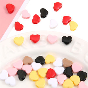 30Pcs 14x12mm Plastic Acrylic Solid Colorful Big Hole Heart Beads Charms for Necklace Bracelet Keychain DIY Jewelry Craft Making