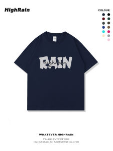 Pure Cotton American Style Letter Short Sleeve T-Shirt Womens Loose round Neck Couple Heavyweight Half Sleeve Top