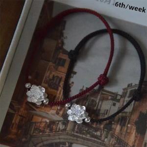 New Chinese Style Retro Lotus Couple Bracelets High Aesthetic Gift for Girlfriend Best Friend Hand Cord Jewelry Accessories