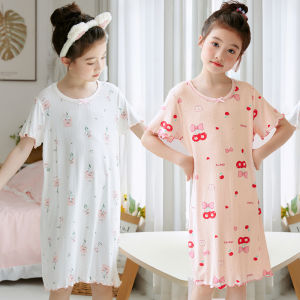 Girl Nightdress Summer Kids Pajamas Summer Baby Student Sleeping Dress Short Sleeve Childrens Parent-Child Clothes Mother-Child Dress