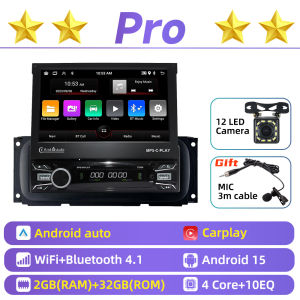 1Din 7" Telescopic Screen Car Stereo Android for Jeep Wrangler TJ 2003-2006 CarPlay Auto GPS Multimedia Radio HeadUnit Autoradio
