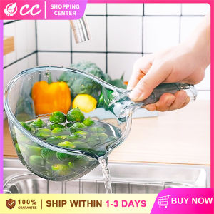 Creative with Thickened Long Handle Kitchen Household Transparent Water Scoop Shatter Proof Plastic Multipurpose Wash Basin Bucket Transparent Bath Ladle Plastic Ladle Cleaning Buckets