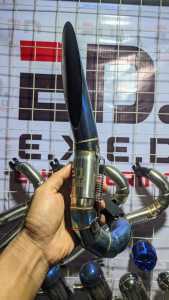 knalpot mesin semprot 2tak racing Thailand sprayer TU 26 model bambu runcing(biru)