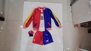 Harley Quinn Costume for Kids: Cosplay Suicide Squad Halloween Joker Jacket T-shirt Shorts All Accessory Set
