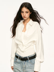 Aaisup | Bodysuit Phong Cách Polo Trắng Ôm Sơ Mi Giả