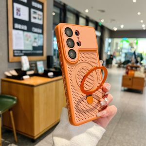 360° Rotatable Ring Stand Phone Case For Samsung Galaxy S26 S25 S24 Ultra MagSafe Compatible Heat Dissipation Shockproof Cover