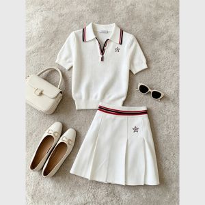 Unique Beautiful Summer Outfit Polo Shirt and Skirt Set