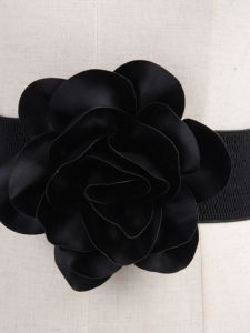 New Arrival Easiest for Match Flower Decoration Wide Belt Elastic Waist Seal Womens Dress Accessories Costume Belt Big Flower