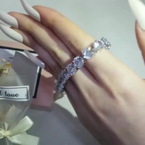 New Luxury Round CZ Silver Color on Hand Tennis Bracelet & Bangles For Women Jewelry Wedding Valentines Day Gift S7217