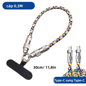Cáp Sạc Nhanh 2IN1 PD 240W Hai Đầu Type C Dành Cho Điện Thoại & Máy Tính Bảng Chiều Dài 0.3M/1.2M Kèm Dây Đeo