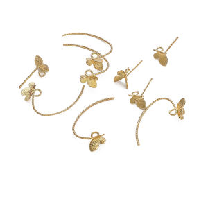 2 cái/túi 14k đồng thau mạ vàng khuyên nụ hình con bướm móc bông tai cho DIY làm trang sức thời trang phụ kiện
