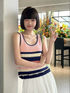 SEIFINI | Dopamine Colorful Stripes Art Student Vacation Wear Sleeveless Vest