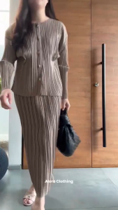 Alora | Set Atasan Cardigan & Rok Plisket Span 109-110 | Outfit Remaja Dewasa Kekinian | Bahan Premium Adem