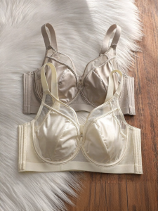 Summer Silk Seamless Brassiere Large Bust Slimming Subtle Gathered Side Support Anti Sagging Soft Wire