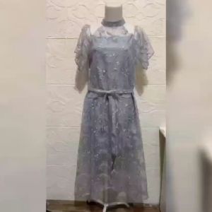 Dress Wanita Pesta Kondangan Model Terbaru Dress Charity Full Brokat Mutiara Ukuran M-L-XL Gaun Natal Mewah Model Kekinian