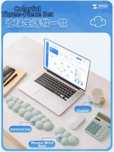 Sanwa Supply | Soft Comfortable Supportive Wrist Rest Mouse Pad and Keyboard Pad 3 Piece Set