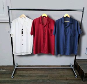 PROMO!!! KEMEJA POLOS HAWAI V-NECK LENGAN PENDEK PAKET HEMAT 80 RIBU DAPAT 3 PCS