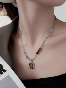 สร้อยคอไข่มุกตาเสือสุดหรูสำหรับผู้หญิง เครื่องประดับแฟชั่นแบบอเนกประสงค์ โซ่คอทรงเกลียว เครื่องประดับสำหรับผู้หญิง