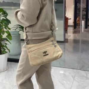 Túi Đeo Vai Nữ Vintage Màu Xám Chất Liệu Canvas Dây Đeo Có Họa Tiết Nhiều Ngăn Kiểu Đeo Chéo Túi Đeo Vai Hàng Ngày Túi Xách Hobo Thời Trang