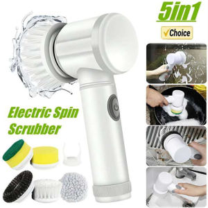5 in 1 Electric Cleaning Brush for Kitchen and Bathroom Electric Rotary Scrubber Household Cleaning Gadget
