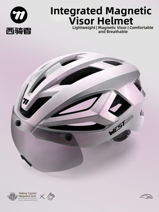 lazada cycling helmet West Biking | Integrated Visor Cycling Helmet One-piece Construction