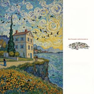 1000pcs Van Gogh Starry Night Puzzle - Large 19.7x29.5 Inch Thick Cardboard with Seamless Edges Van Goghs Iconic Reproductio