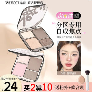 แผ่นซ่อมแซม VEECCI Easy-to-Draw High-Gloss สําหรับการสว่างและเน้นผิว แผ่นอายแชโดว์สี่สีพร้อมควบคุมความมันสําหรับทุกประเภทของผิว
