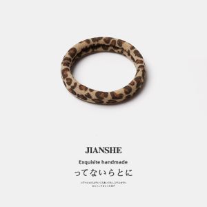 Brown Leopard Print Headband Durable High Elasticity Thickening Hair Band Minimalist Elegant Tie Ponytail Hair String Rubber Band Headdress