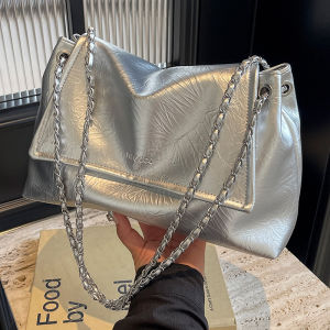 Silver Large Capacity Womens Crossbody Bag Casual Commuter Tote Bag Single Shoulder Sling Bag for Class 2024 New Style