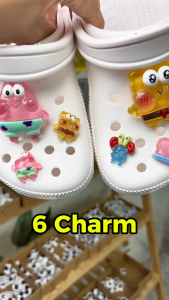 Bộ 6 CHARM STICKER - Bọt Biển - Phụ kiện trang trí giày dép sục lỗ - Nhựa cứng - Sẵn đế gắn