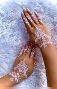 Henna instan stiker henna 1 lembar untuk kanan dan kiri bonus manik dan Glitter stiker motif Henna tempel