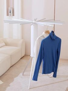 Floor Standing Folding Clothes Drying Rack Indoor Balcony Living Room Home Use Solid Wood Octopus Shape Storage Organizer