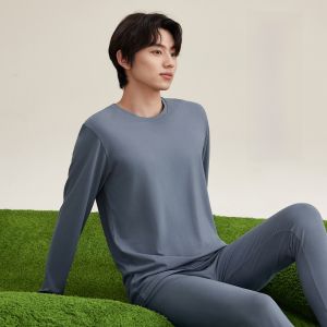 FuniBaoluo | เสื้อชั้นในผ้าโมดอล ผ้าฝ้าย ผ้าขนสัตว์ สำหรับผู้ชาย ชุดเสื้อชั้นในฤดูใบไม้ร่วง ฤดูใบไม้ผลิ ป้องกันแบคทีเรีย บาง ชุดเสื้อชั้นในผ้าฝ้าย