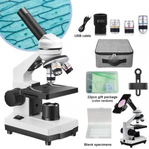 Compact Professional Optical Microscope with LED Light Dual Source Stainless Steel Monocular microscope Children microscope