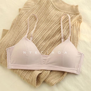 80S Fine Soft Tencel Modal Nude Feel French Triangle Cup without Steel Ring Small Breast Bra Girls Underwear Not Empty Cup