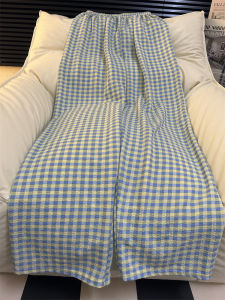 Extended Size Womens Summer Lightweight Casual Plaid Sleepwear Pants Loose Home Outdoor Walking Trousers Long Pants