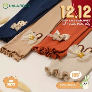 Quần Legging cho bé Ualarogo 1-5 tuổi vải Cotton ấm áp co giãn mềm mại thoáng khí 3673