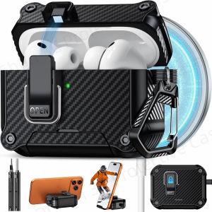 New for Airpods 4 Pro 3 Case【One-click open】Switch Secure Cover Luxury Carbon Fiber Shell For AirPod Pro 3 Shockproof Cover