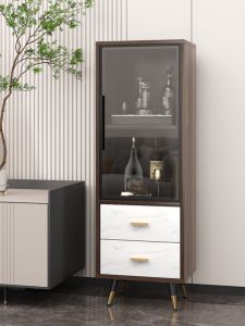 High-End Solid Wood Accessible Luxury Small Wine Cabinet Modern Minimalist Living Room Wall TV Sideboard Wine Rack Glass Display Single Door