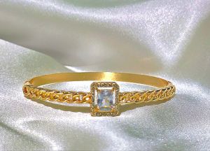 Fashion Gold Plated Bangle Hypoallergenic Non tarnish Matt Ri Quality-018 for women casual accessories
